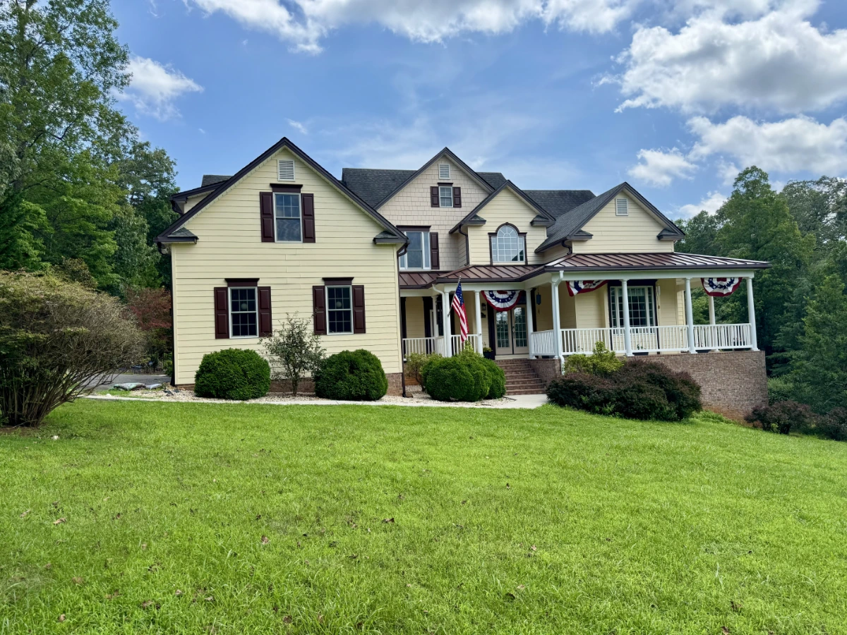 New gutters and siding on a two-story home in Campbell County, VA