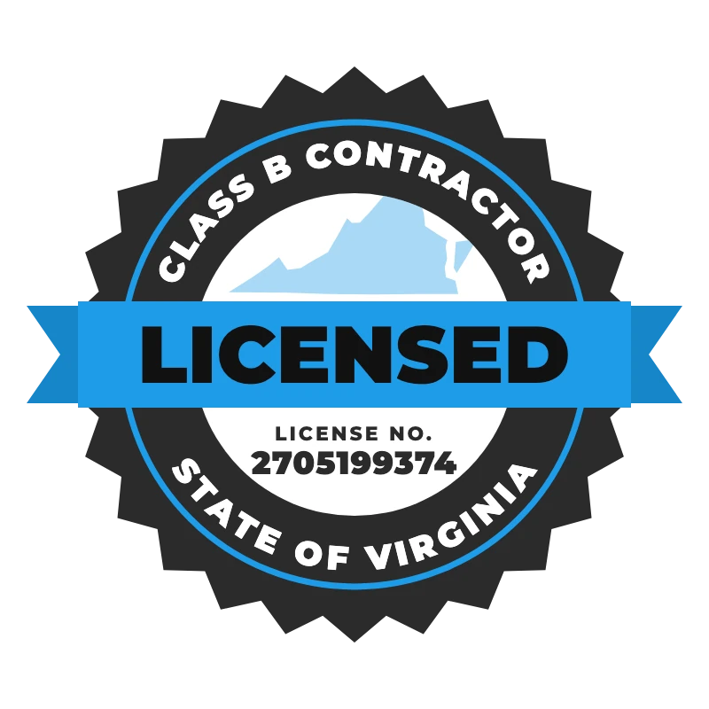 Licensed Virginia Class B contractor, license 2705199374