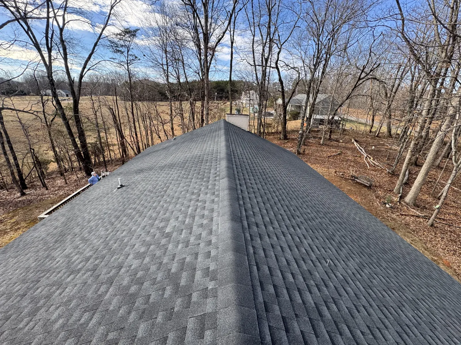 New roof edge on a wooded lot near Roanoke, VA