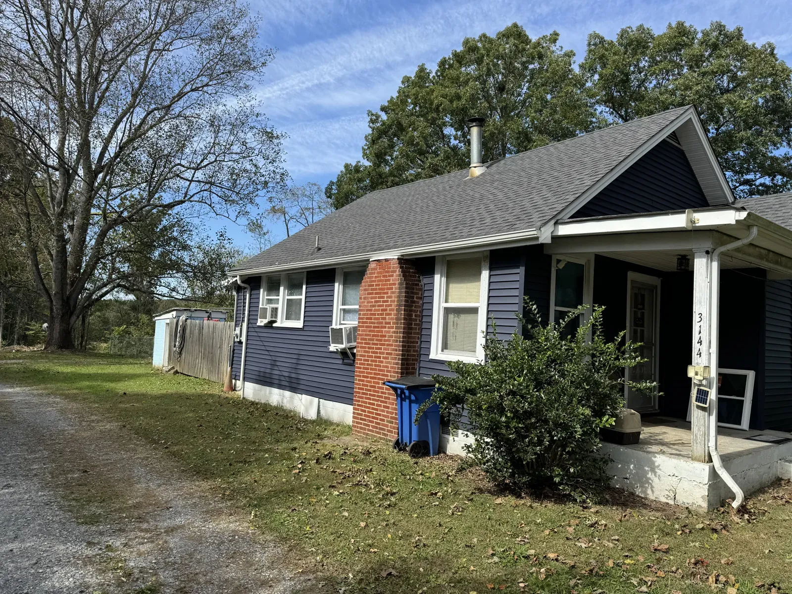 Downspout beside a front porch in Thaxton, VA